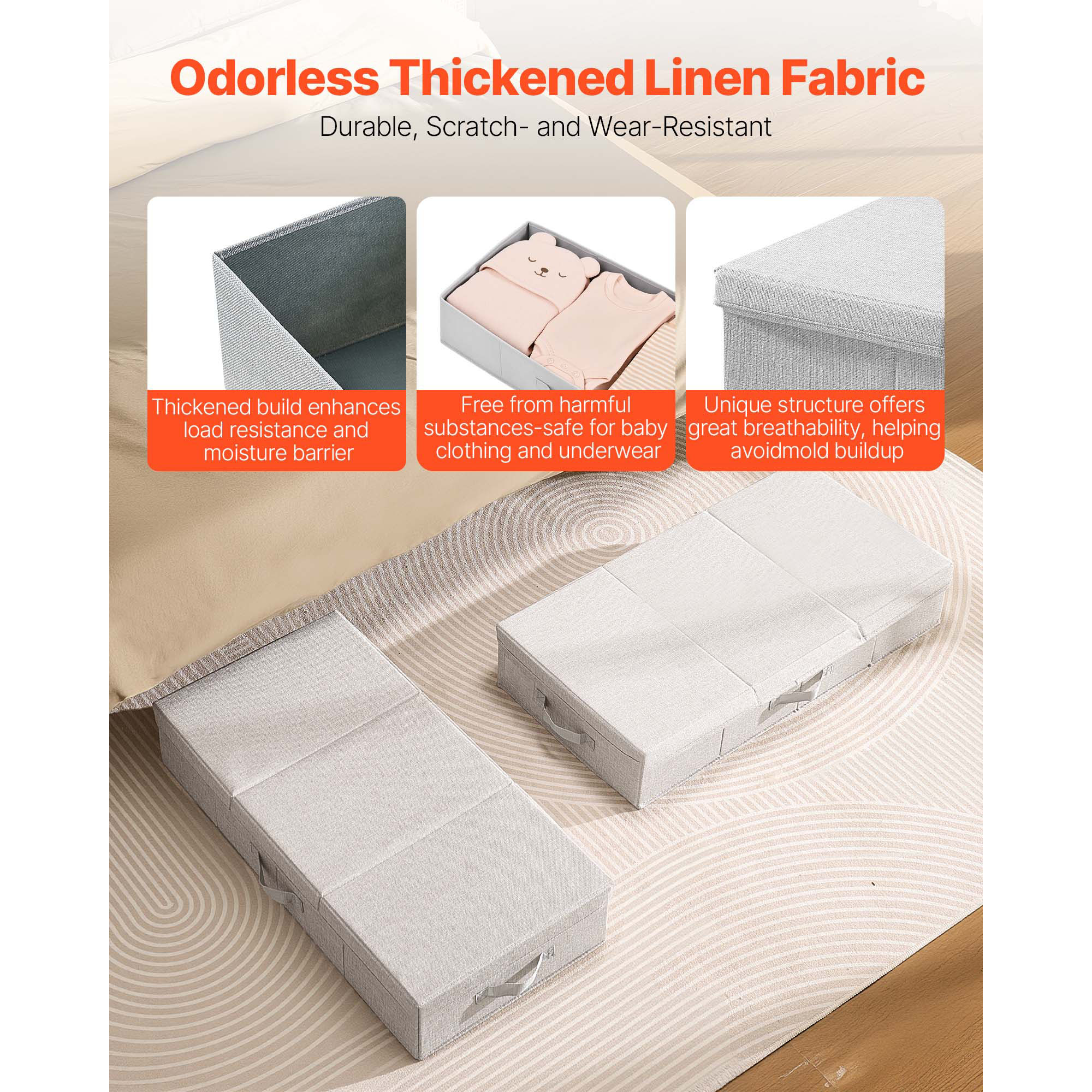 Under Bed Storage 48L Foldable Underbed Box For Household Organization 2 Pack_voghion.com